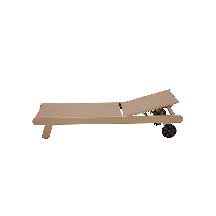 Modern Minimalist Durable Aluminum Poolside Lounge Chair Adjustable Outdoor Sun Lounger with Wheels