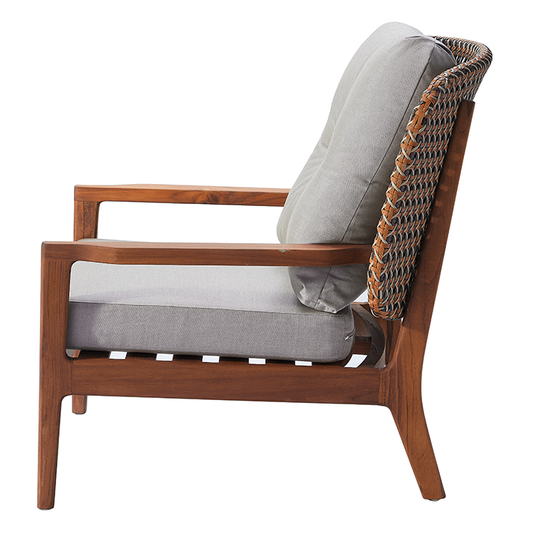 All-Weather Balcony Lounge Handwoven Rattan Wide Seat Woven Backrest Patio Chair