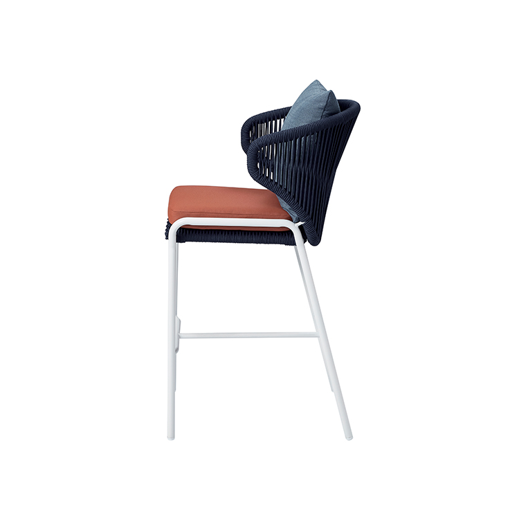 Comfortable Space-Saving Garden Lounge Stool Furniture Handwoven Rope Outdoor Bar Chair
