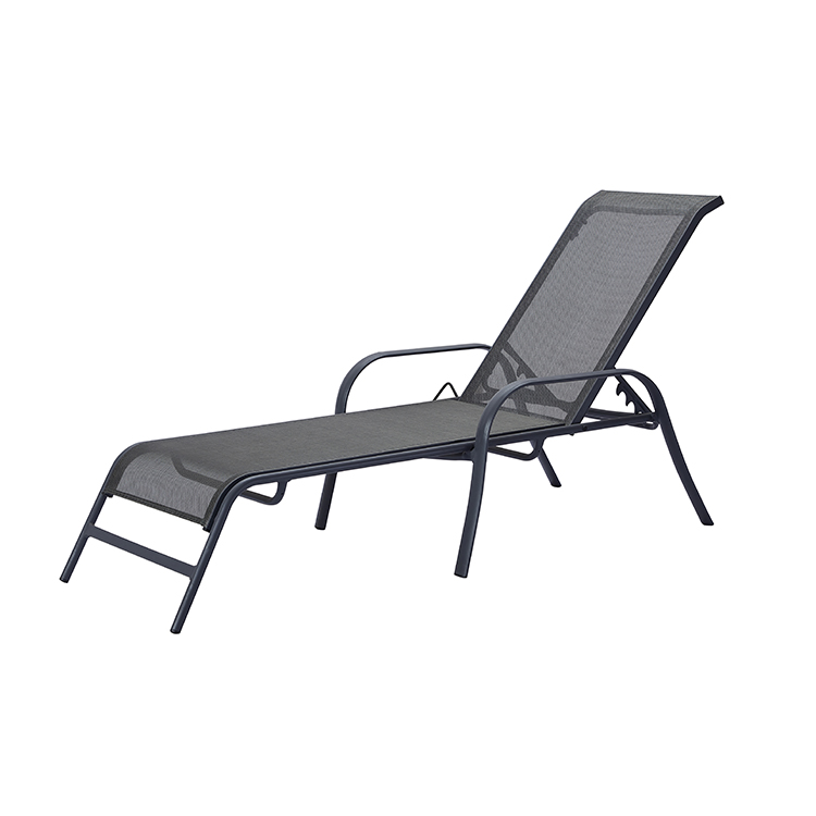 Weather-Resistant Poolside Sun Lounger Adjustable Recline Aluminum Chaise with Breathable Teslin Fabric