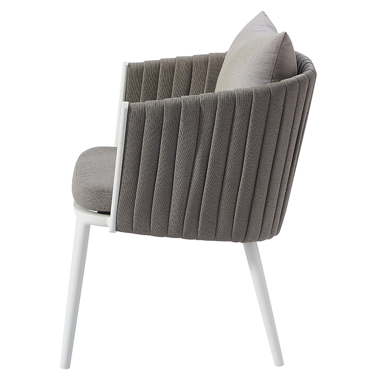 Contemporary Weatherproof Balcony Seating Aluminum Woven Rope Outdoor Armchair with Cushion
