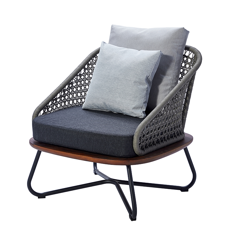 Minimalist Durable Aluminum Frame Outdoor Rope Sofa Set with Coffee Table