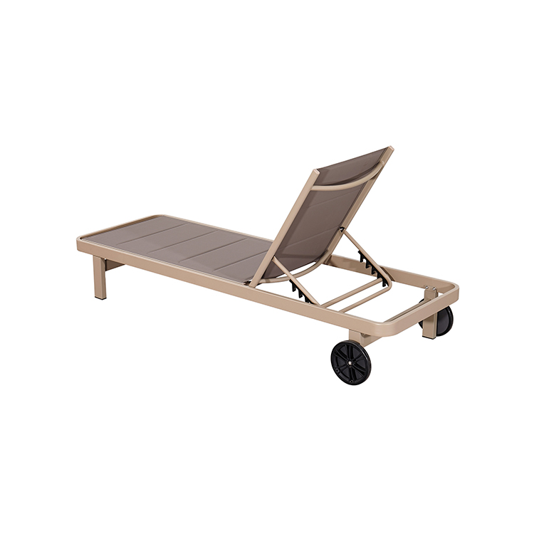 Comfortable Modern Waterproof Mesh Durable Aluminum Adjustable Outdoor Chaise Poolside Lounge Chair with Wheels