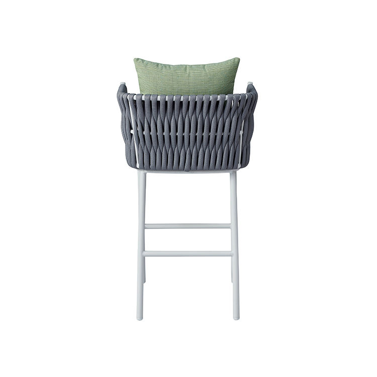 Hotel & Restaurant Weather-Resistant Aluminum Frame Outdoor Rope Bar Chair with Cushion