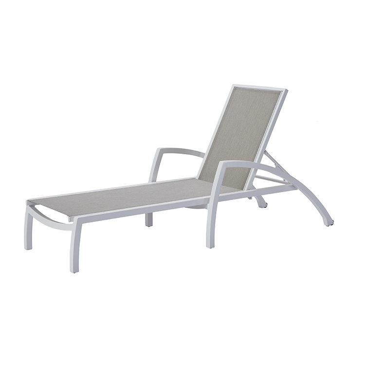 All-Weather Hotel-Grade Reclining Outdoor Garden Lounge Chair Aluminum Chaise with Comfortable Mesh