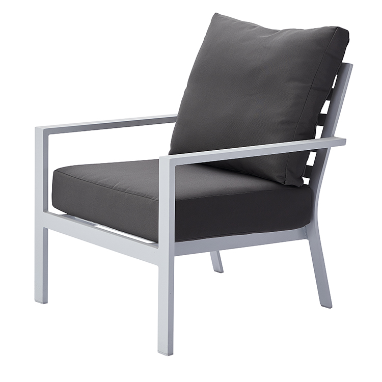 Scandinavian-Inspired Waterproof Metal Frame Outdoor Seating Patio Aluminum Sofa Set with Black Cushions