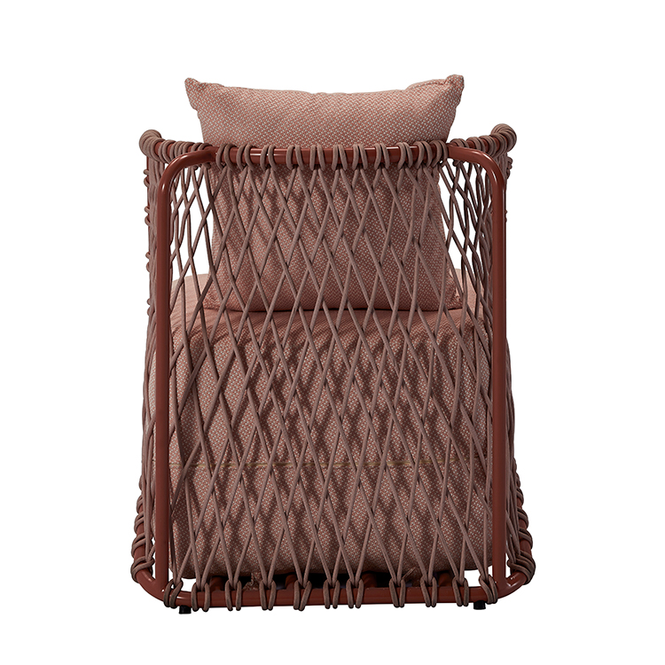 Contemporary Patio Seating Furniture Outdoor Woven Rope Armchair with Comfortable Soft Cushion for Garden Relaxation
