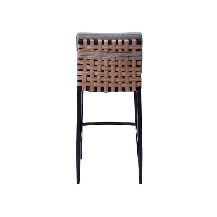 Durable Lightweight Outdoor Bar Chair Woven Backrest Patio Stool