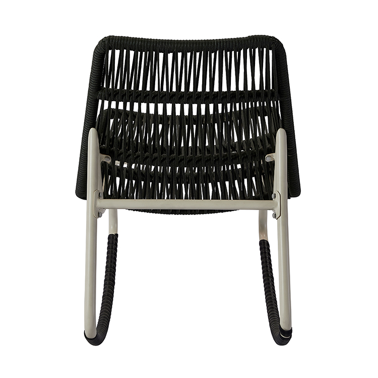 Modern Aluminum Weatherproof Garden Furniture Set Woven Rope Backrest Outdoor Rocking Chair with Ottoman