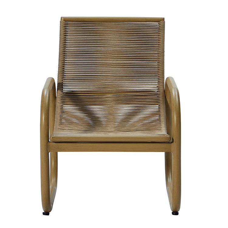 Weatherproof Aluminum Frame Woven Rope Backrest Balcony Armchair with Ottoman