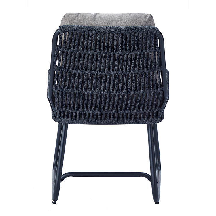 Resort Style Outdoor Patio Thick Rope Seat Round Dining Table and Chairs Set for 4 with Aluminum Frame