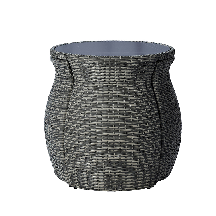 Compact Two-Seat Rattan Round Table and chairs Patio Conversation Set with Waterproof PE Wicker