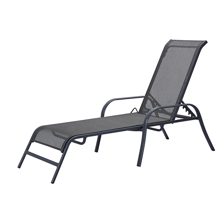 Weather-Resistant Poolside Sun Lounger Adjustable Recline Aluminum Chaise with Breathable Teslin Fabric