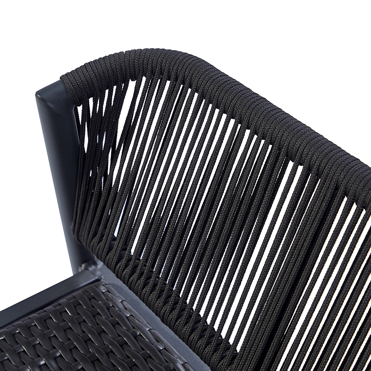 Minimalist 2-Seater Outdoor Garden Furniture Table Chair Set with Rust-Resistant Aluminum and Rope-Woven Backrests