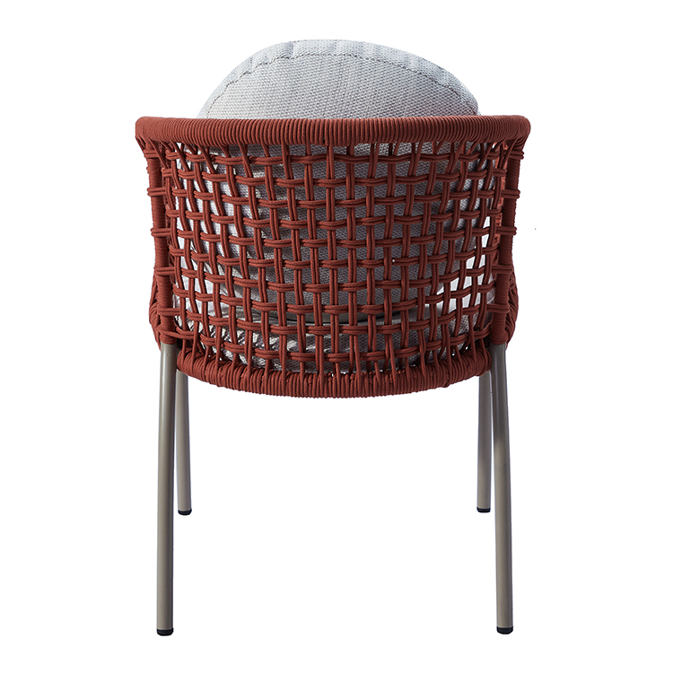 Modern Stylish Garden Seating Outdoor Furniture Beachside Rope Woven Patio Dining Chair Set for 4 with Round Table