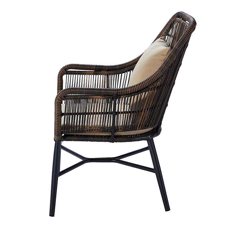 Modern Aluminum Frame Outdoor Patio Handwoven Rattan Leisure Armchair with Cushion