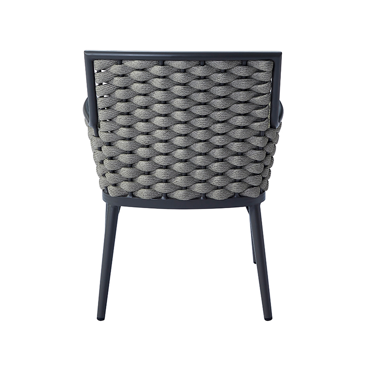 Weatherproof Garden Furniture Aluminum Frame Weave Rope Outdoor Chair with Coffee Table for Seaside Villa Terrace