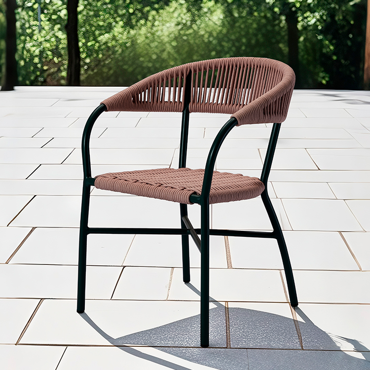 Luxury All-Weather Hotel Terrace Seating Woven Rope Garden Dining Chair