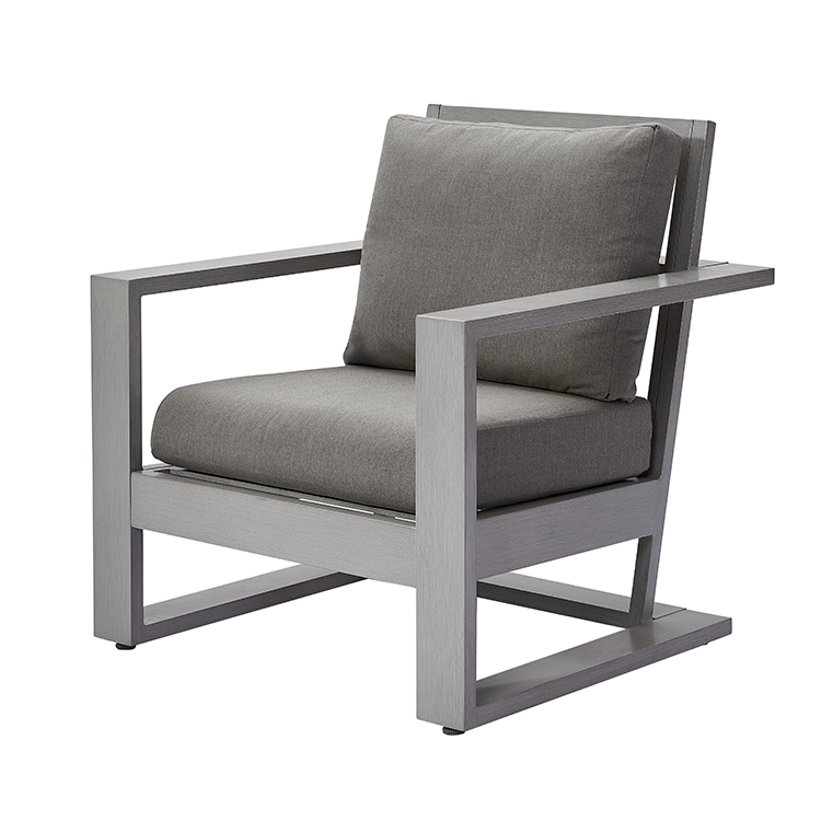 4-Piece Minimalist Durable Aluminum Garden Conversation Sofa Set with Grey Cushions
