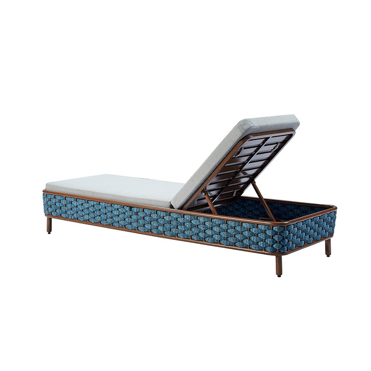 Weather-Resistant Adjustable Backrest Coastal-Style Outdoor Sun Lounge Chair with Waterproof Cushions