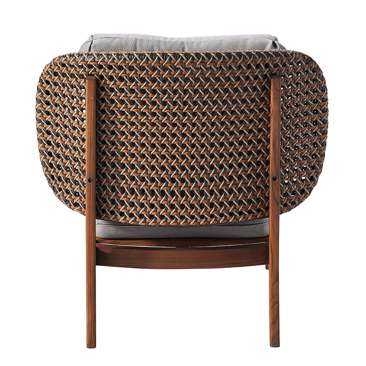 All-Weather Balcony Lounge Handwoven Rattan Wide Seat Woven Backrest Patio Chair