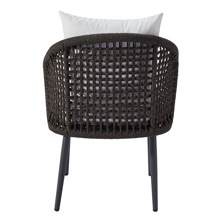 Minimalist Backyard Waterproof Aluminum Outdoor Handwoven Rope Patio Chair with Cushion