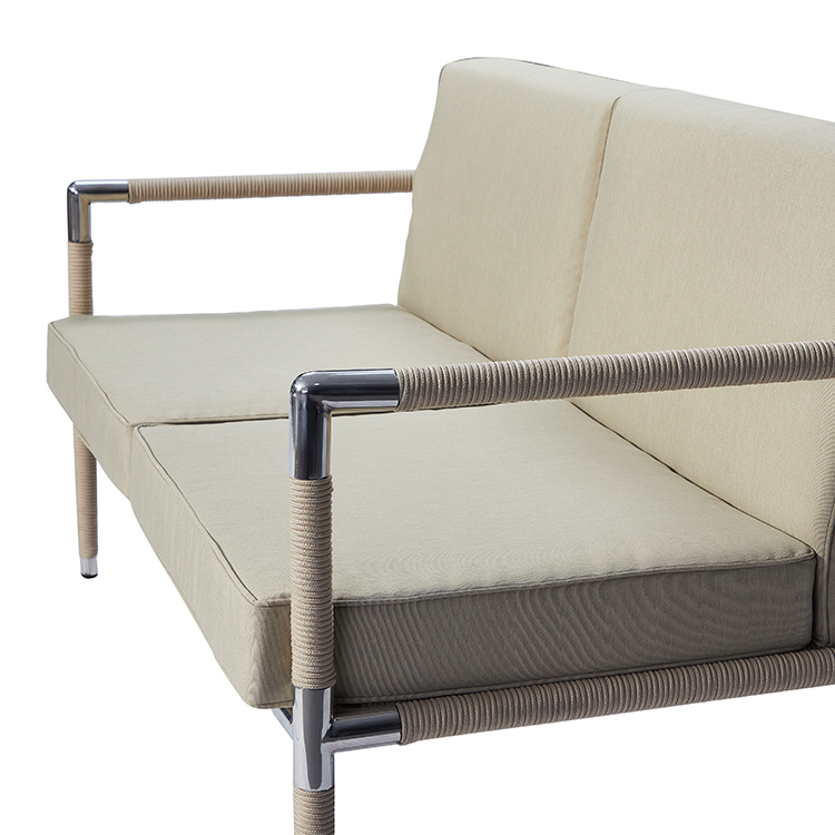 Modern Durable All-Weather Stainless Steel Patio Conversation Woven Rope Outdoor Couch Set with Coffee Table