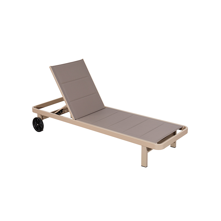 Comfortable Modern Waterproof Mesh Durable Aluminum Adjustable Outdoor Chaise Poolside Lounge Chair with Wheels