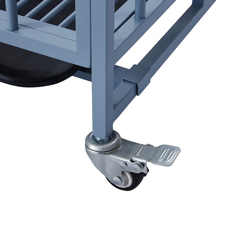 Blue Industrial-Style Durable Metal Outdoor Patio Dog Crate Cage with Lock and Wheels