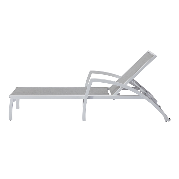 All-Weather Hotel-Grade Reclining Outdoor Garden Lounge Chair Aluminum Chaise with Comfortable Mesh