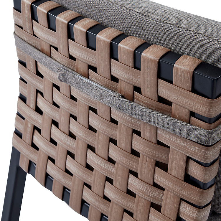 Durable Lightweight Outdoor Bar Chair Woven Backrest Patio Stool