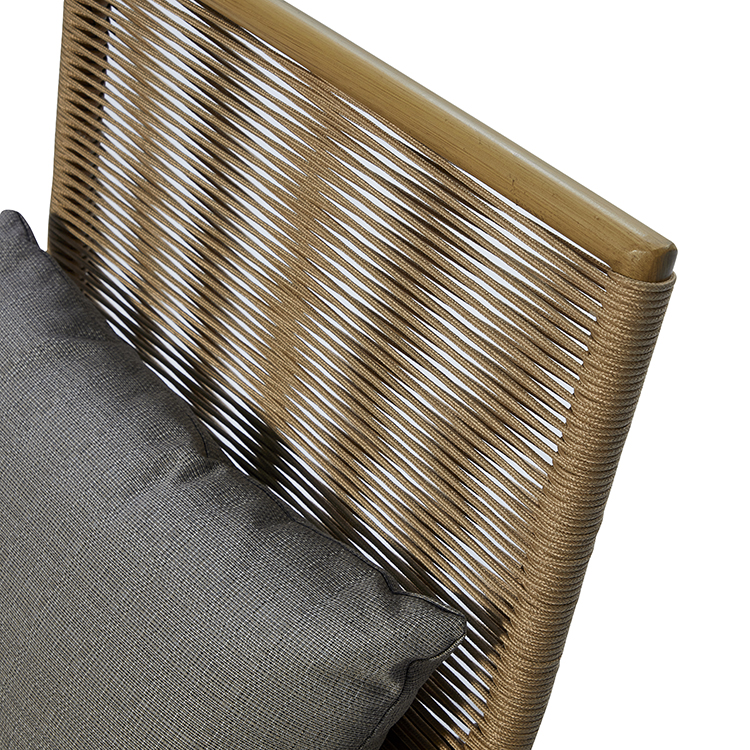Weatherproof Aluminum Frame Woven Rope Backrest Balcony Armchair with Ottoman