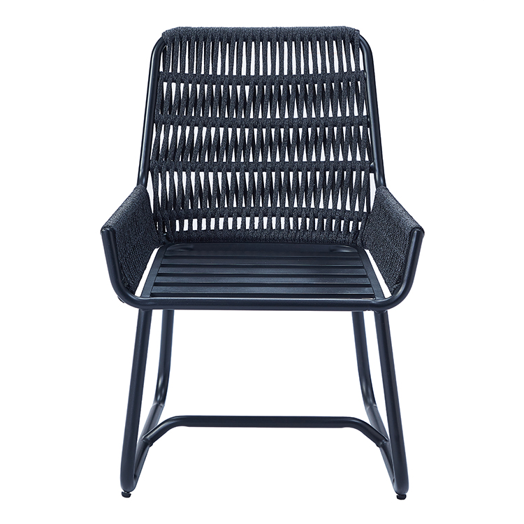 Resort Style Outdoor Patio Thick Rope Seat Round Dining Table and Chairs Set for 4 with Aluminum Frame