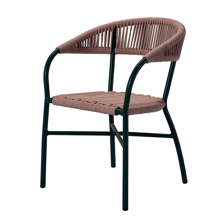 Luxury All-Weather Hotel Terrace Seating Woven Rope Garden Dining Chair