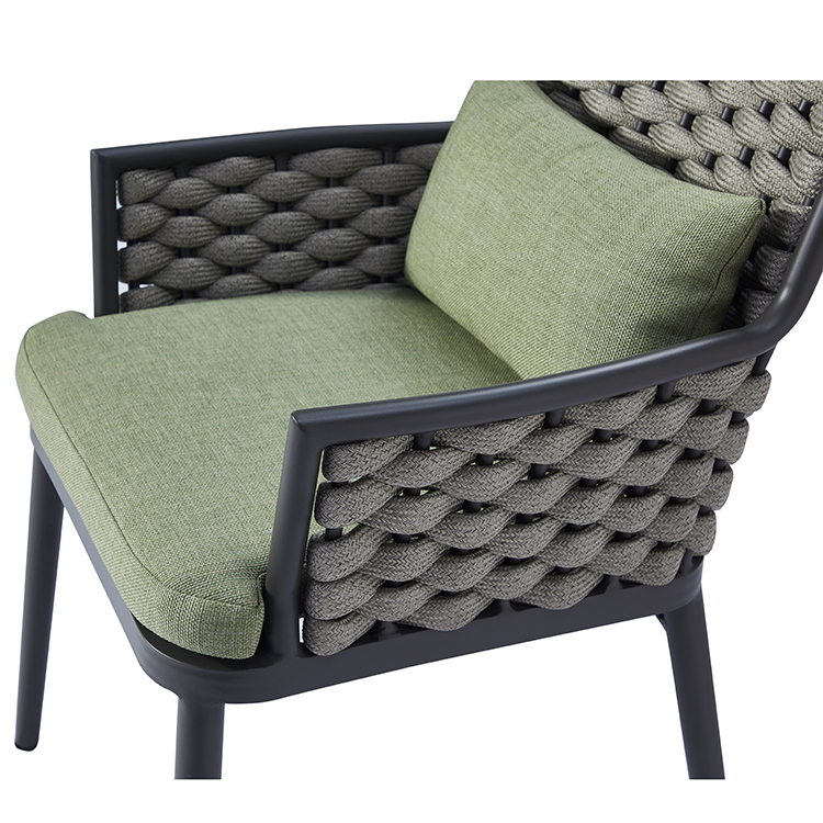 Contemporary Ergonomic Garden Weatherproof Rope Woven Outdoor Armchair