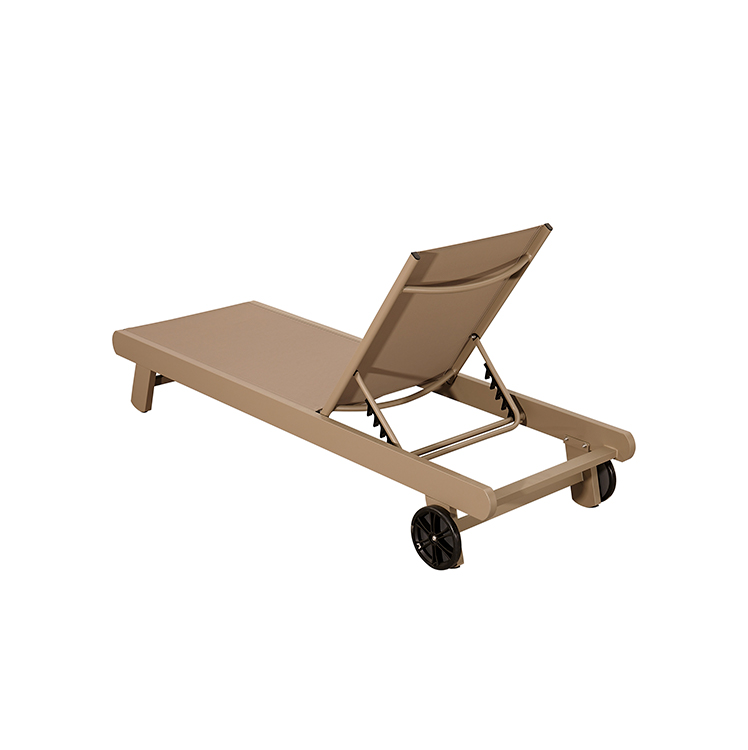 Modern Minimalist Durable Aluminum Poolside Lounge Chair Adjustable Outdoor Sun Lounger with Wheels