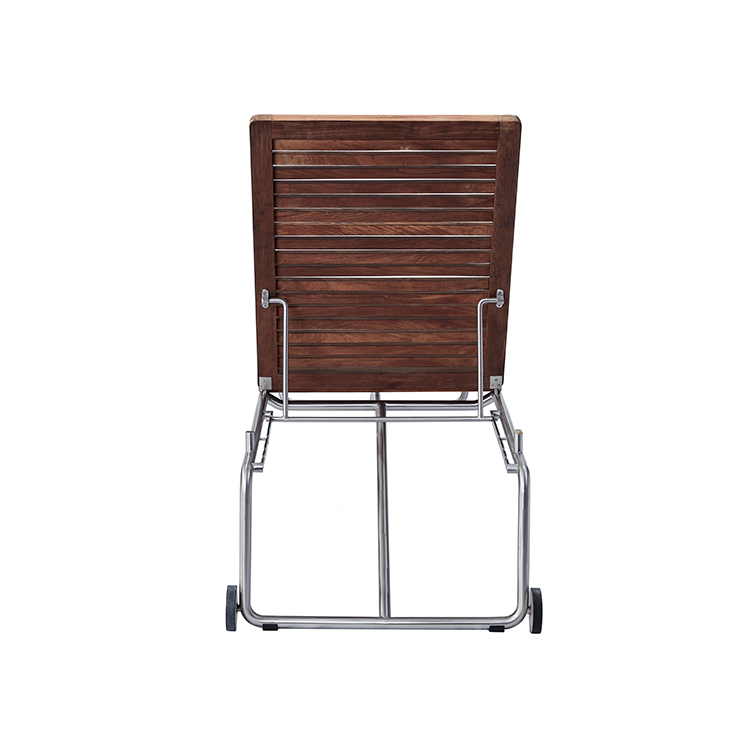Durable Contemporary Poolside Lounge Adjustable Outdoor Stainless Steel Sun Lounger with Wheels