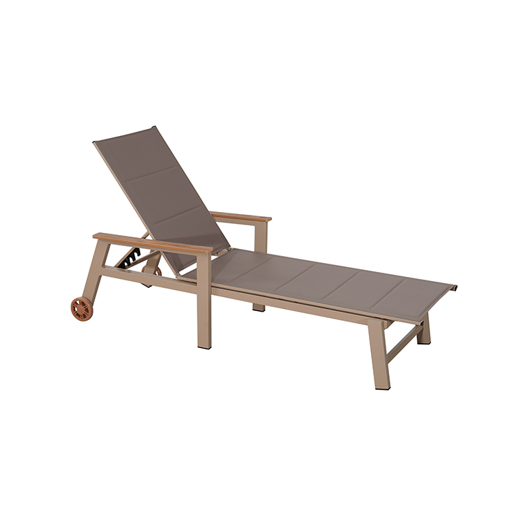 Lightweight and Durable Luxury Aluminum Adjustable Backrest Outdoor Poolside Chaise Lounge Chair with Wheels
