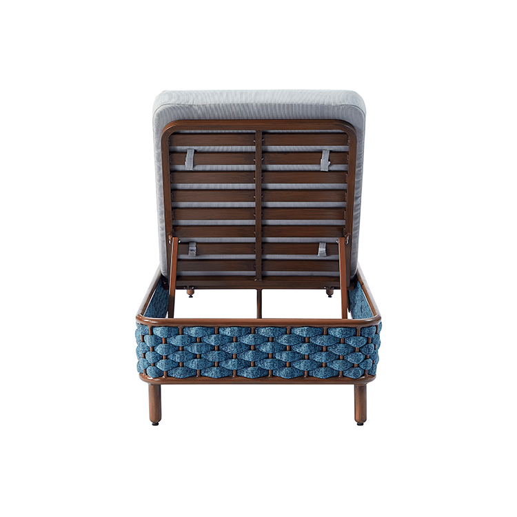 Weather-Resistant Adjustable Backrest Coastal-Style Outdoor Sun Lounge Chair with Waterproof Cushions
