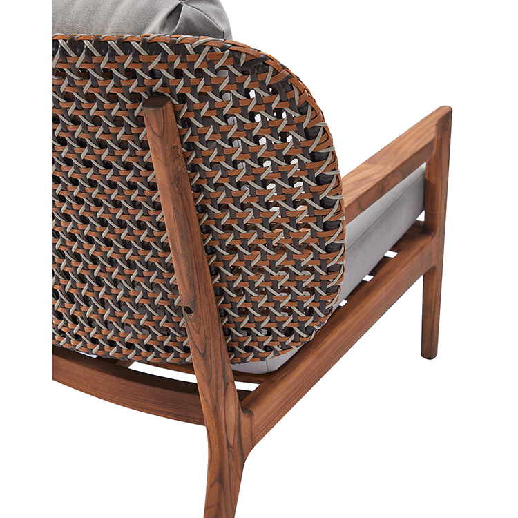 All-Weather Balcony Lounge Handwoven Rattan Wide Seat Woven Backrest Patio Chair