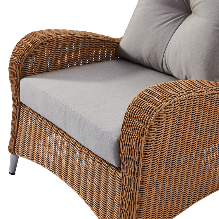 Modern Outdoor Furniture Rustproof Aluminum Frame Handwoven Wicker Balcony Patio Chair