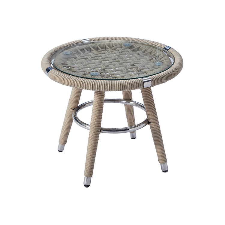 Modern Durable All-Weather Stainless Steel Patio Conversation Woven Rope Outdoor Couch Set with Coffee Table