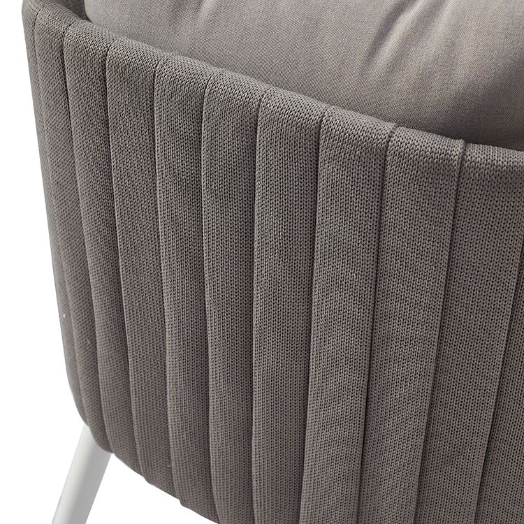 Contemporary Weatherproof Balcony Seating Aluminum Woven Rope Outdoor Armchair with Cushion