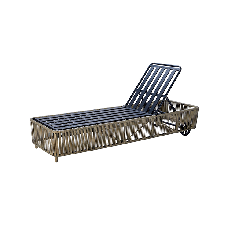 Adjustable Modern Premium Cushioned Outdoor Chaise Lounge Rattan Woven Sun Lounging Chair