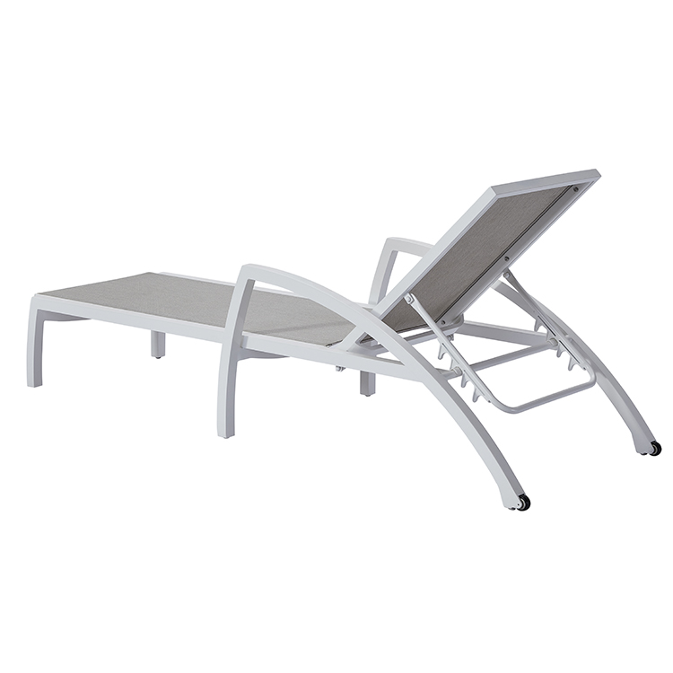 All-Weather Hotel-Grade Reclining Outdoor Garden Lounge Chair Aluminum Chaise with Comfortable Mesh