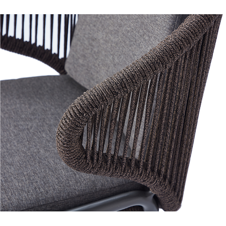 Contemporary Balcony Low Maintenance Aluminum Rope Woven Outdoor Chair with Cushion