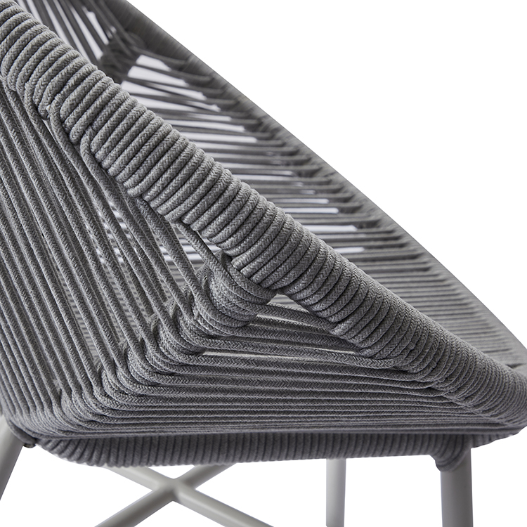 Grey Strap Industrial Style Garden Deck Outdoor Chair Furniture Modern Patio Rope Armchair