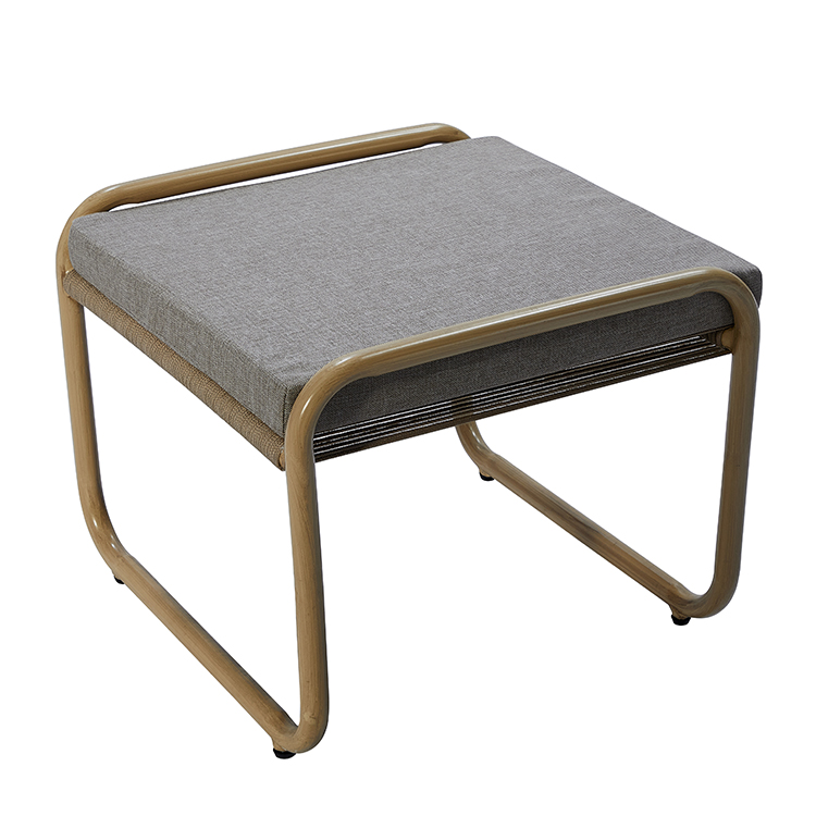 Weatherproof Aluminum Frame Woven Rope Backrest Balcony Armchair with Ottoman