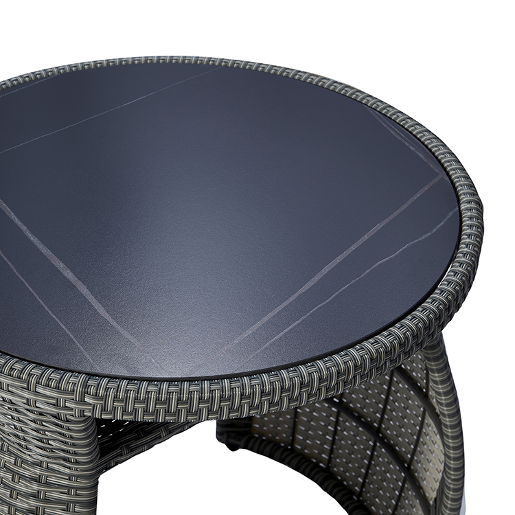 Compact Two-Seat Rattan Round Table and chairs Patio Conversation Set with Waterproof PE Wicker