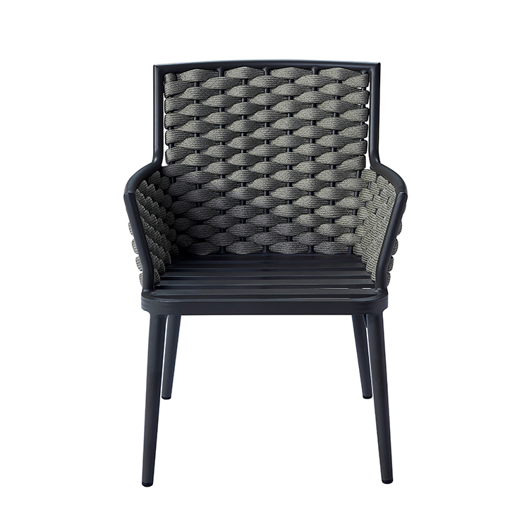 Weatherproof Garden Furniture Aluminum Frame Weave Rope Outdoor Chair with Coffee Table for Seaside Villa Terrace